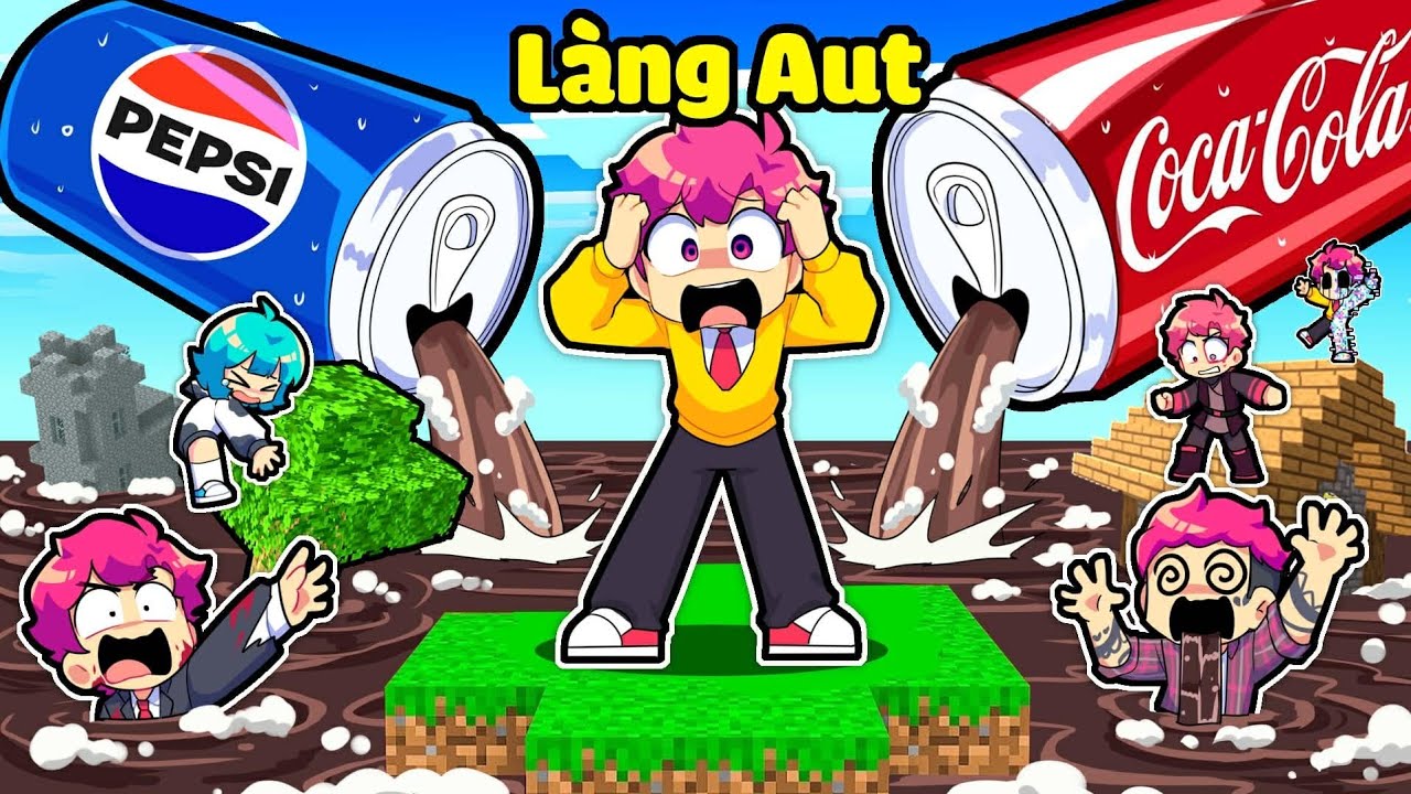 Hiha Bất Ngờ Khi Làng Hiha Aut Ngập Sóng Thần Pepsi & Coca Trong Minecraft 😱🤣