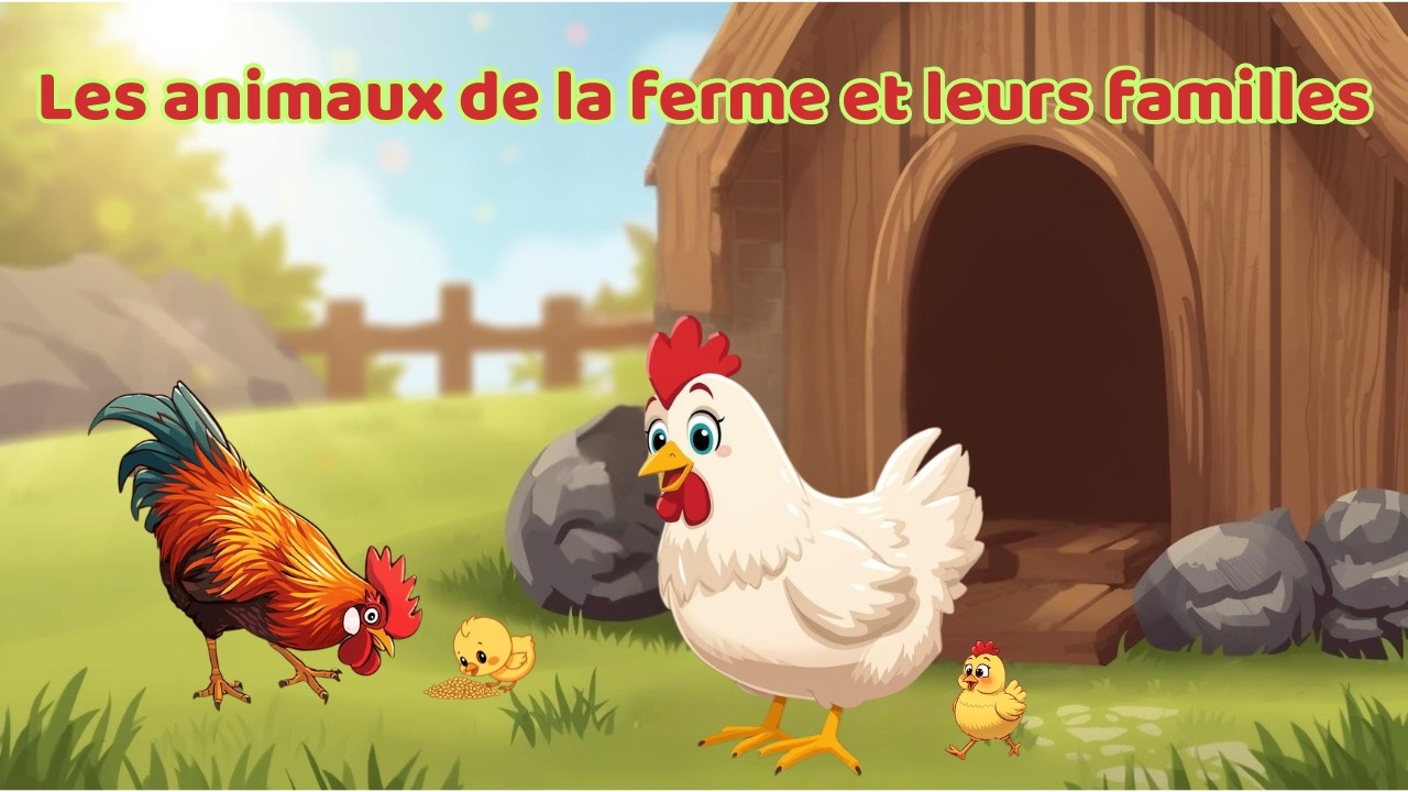 Les animaux de la ferme et leurs familles | Apprendre les noms des animaux pour les enfants 🐮🐑🐔