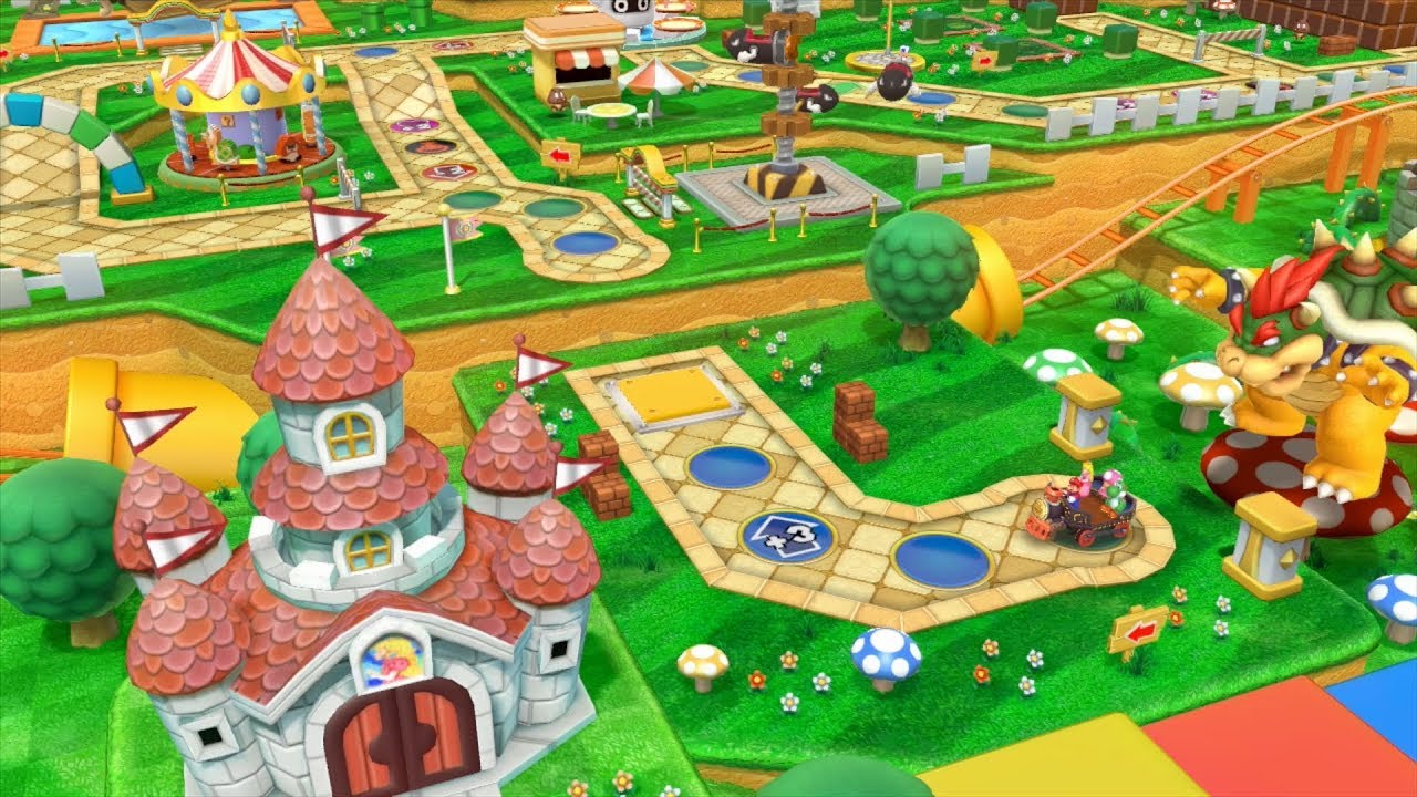 Mario Party 10 Bowser Party #370 Mario, Yoshi, Toadette, Peach Mushroom Park Master Difficulty