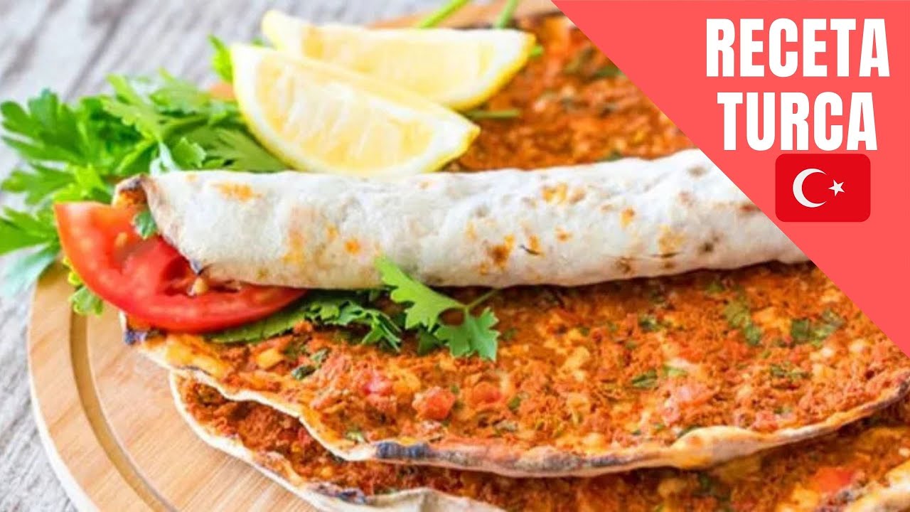 RECETA TURCA:Lahmacun pizza turca Receta #117 | COMIDA TURCA