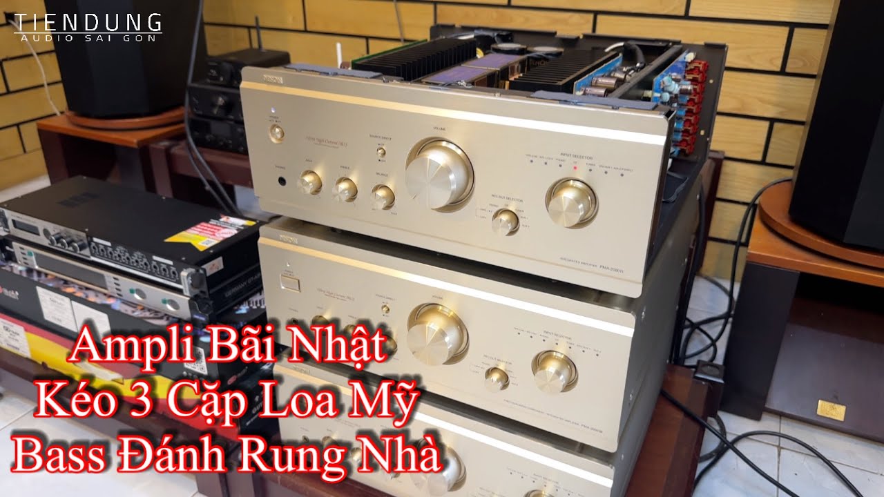 Ampli Denon h&agrave;ng b&atilde;i Nhật k&eacute;o 3 cặp loa Mỹ bass đ&aacute;nh rung nh&agrave;