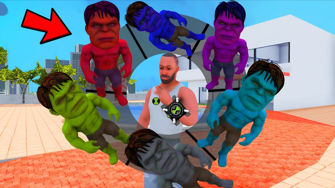 Playing As A Every CARTOON AVENGERS SUPERHERO BIG HEAD HULK in INDIAN BIKE DRIVING 3D #4