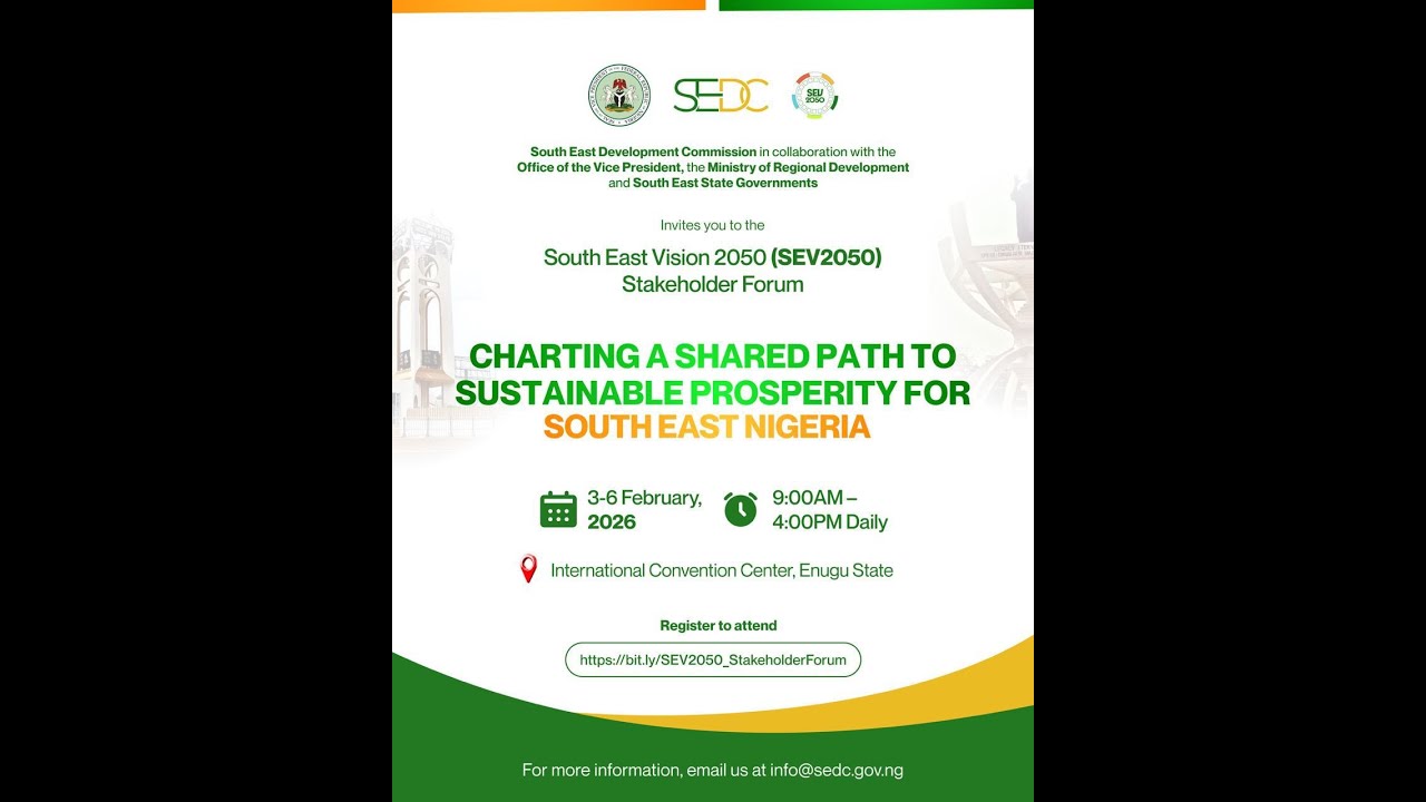 LIVE [ENUGU]: SEDC, OFFICE OF THE VICE PRESIDENT, STATE GOVTS HOLD VISION 2050 STAKEHOLDERS' FORUM.