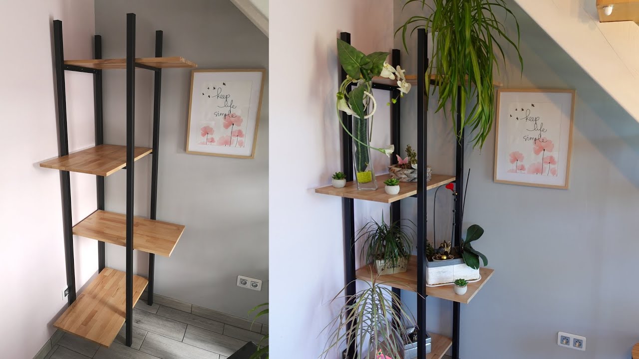 Fabriquer une &eacute;tag&egrave;re d'angle en bois et m&eacute;tal pour plantes