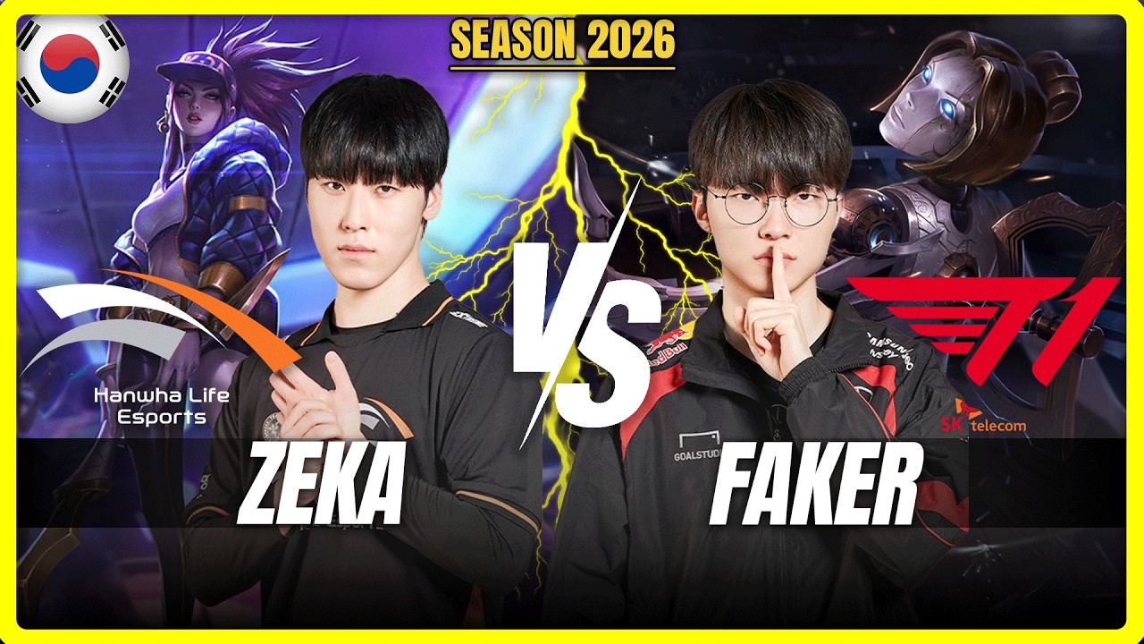 HLE Zeka vs T1 Faker - Zeka AKALI vs Faker ORIANNA Mid - Patch 26.8 KR Ranked | lolrec