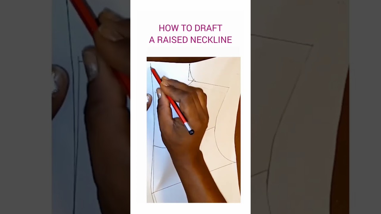 Quick & simple method of drafting a raised neckline #patterndrafting #patternmaking #patterndesign