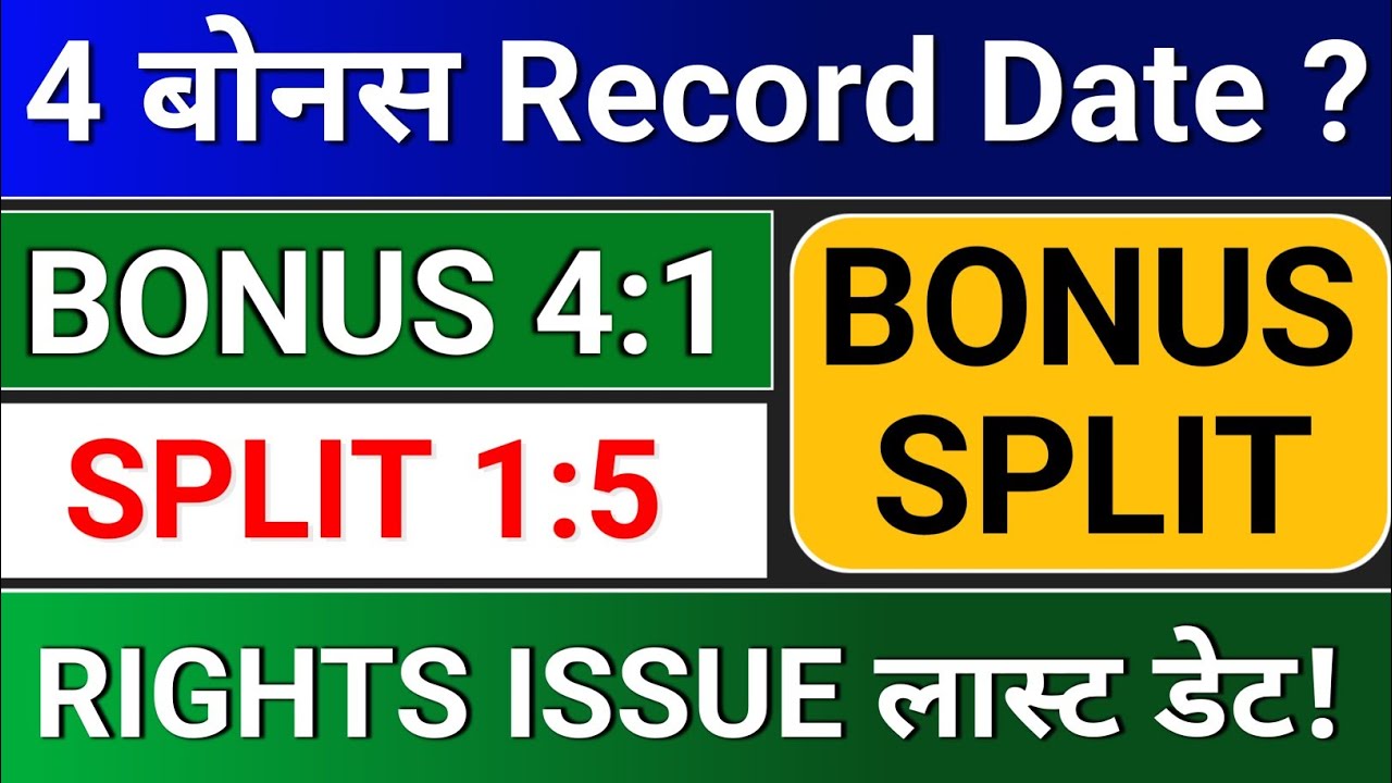 Bonus and Split, Record Date? Bharat Rasayan, moneyboxx finance, NACL Industries. Gujarat Natural
