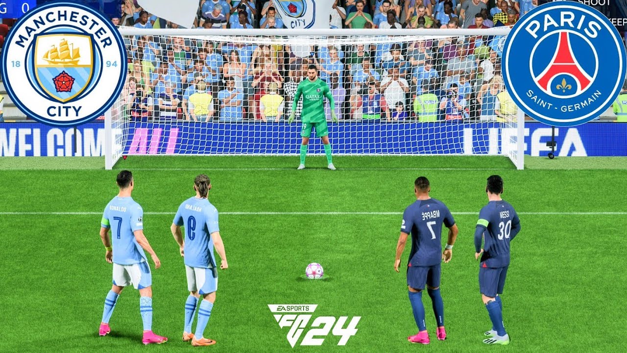 FIFA 24 | Ronaldo Haaland vs Messi Mbappe | Man City vs PSG | UCL FINAL | Penalty Shootout - PS5