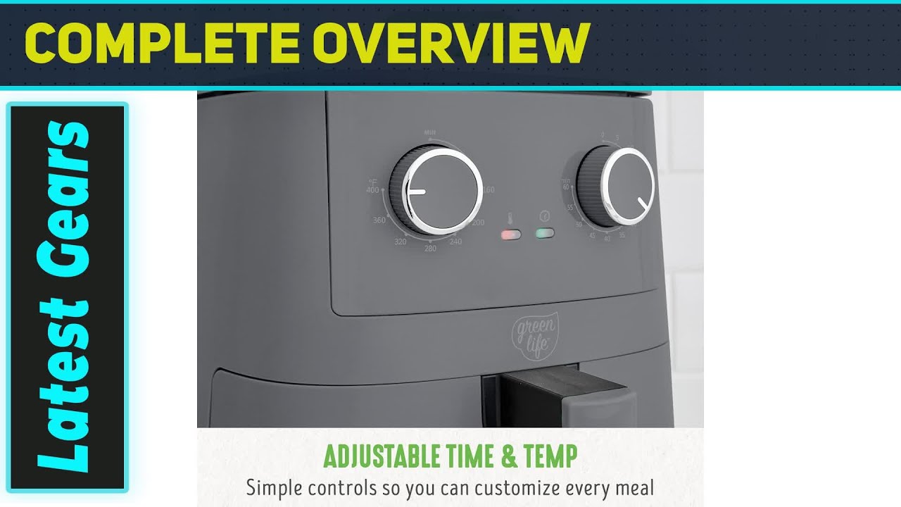 GreenLife 4.5QT Air Fryer Best Ceramic Nonstick Mechanical Dial Air Fryer