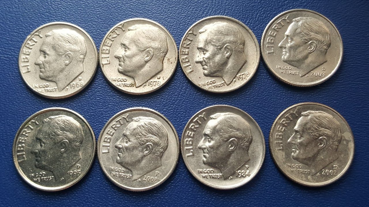 USA ONE DIME COINS yr. 1968,1978,1984,1993,2002,2003,2008