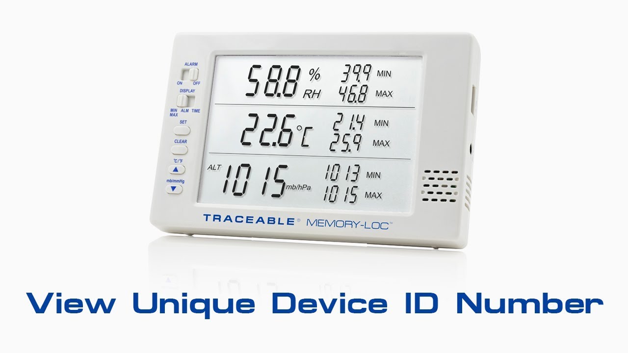 Memory-Loc Datalogging Traceable Barometer - View Unique ID Instructional Video