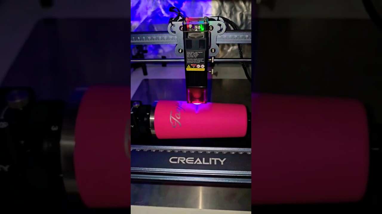 #shorts Engraving my 1st Tumbler & Bottle with Creality Rotary Kit PRO and Falcon 10w Laser Engraver