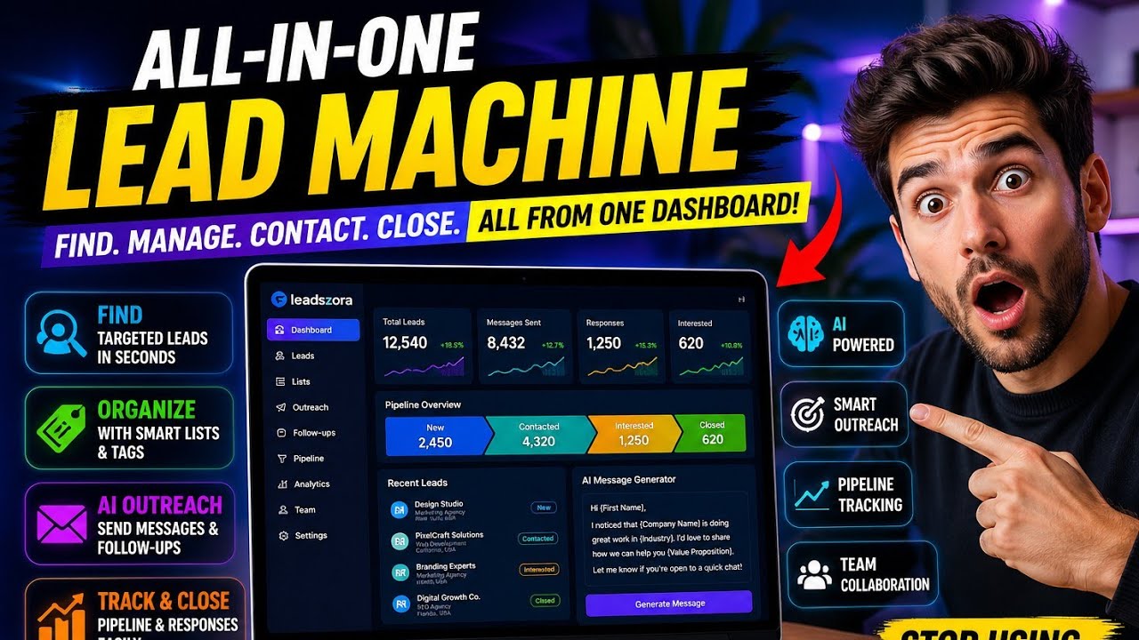 Leadszora Review 2026 🔥 Best AI Lead Generation Tool? (All-In-One CRM + Outreach System)