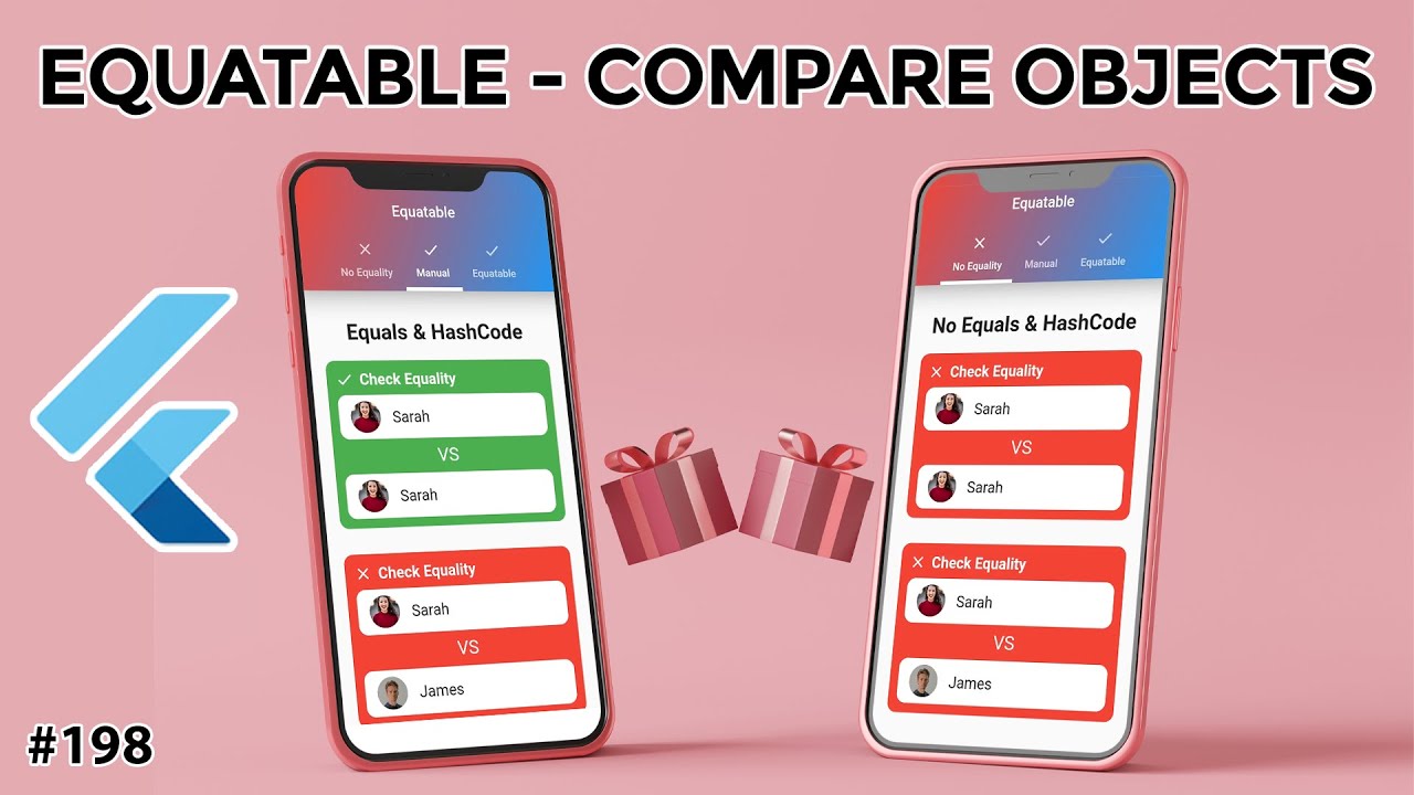 Flutter Tutorial - Compare Objects - Equatable VS Hashcode & Equals