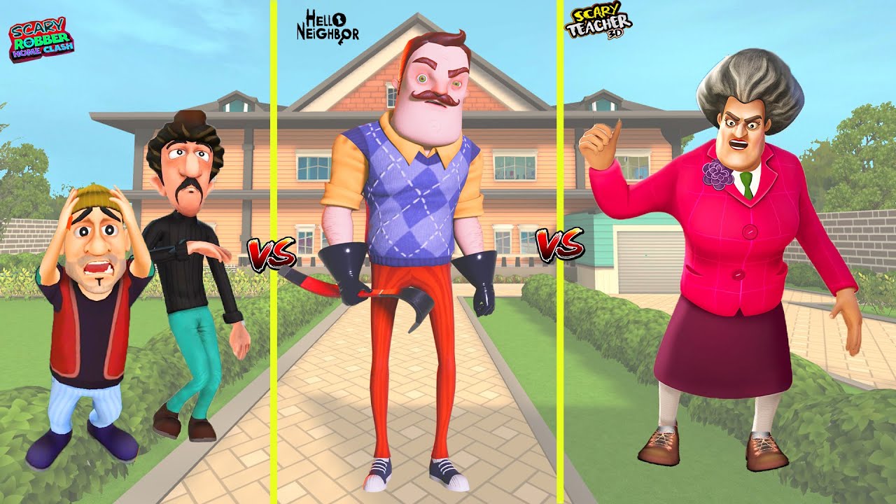 SÜPER KAPIŞMADA HIRSIZLAR ve SÜRPRİZ SON 😱 Hello Neighbor VS Scary Teacher