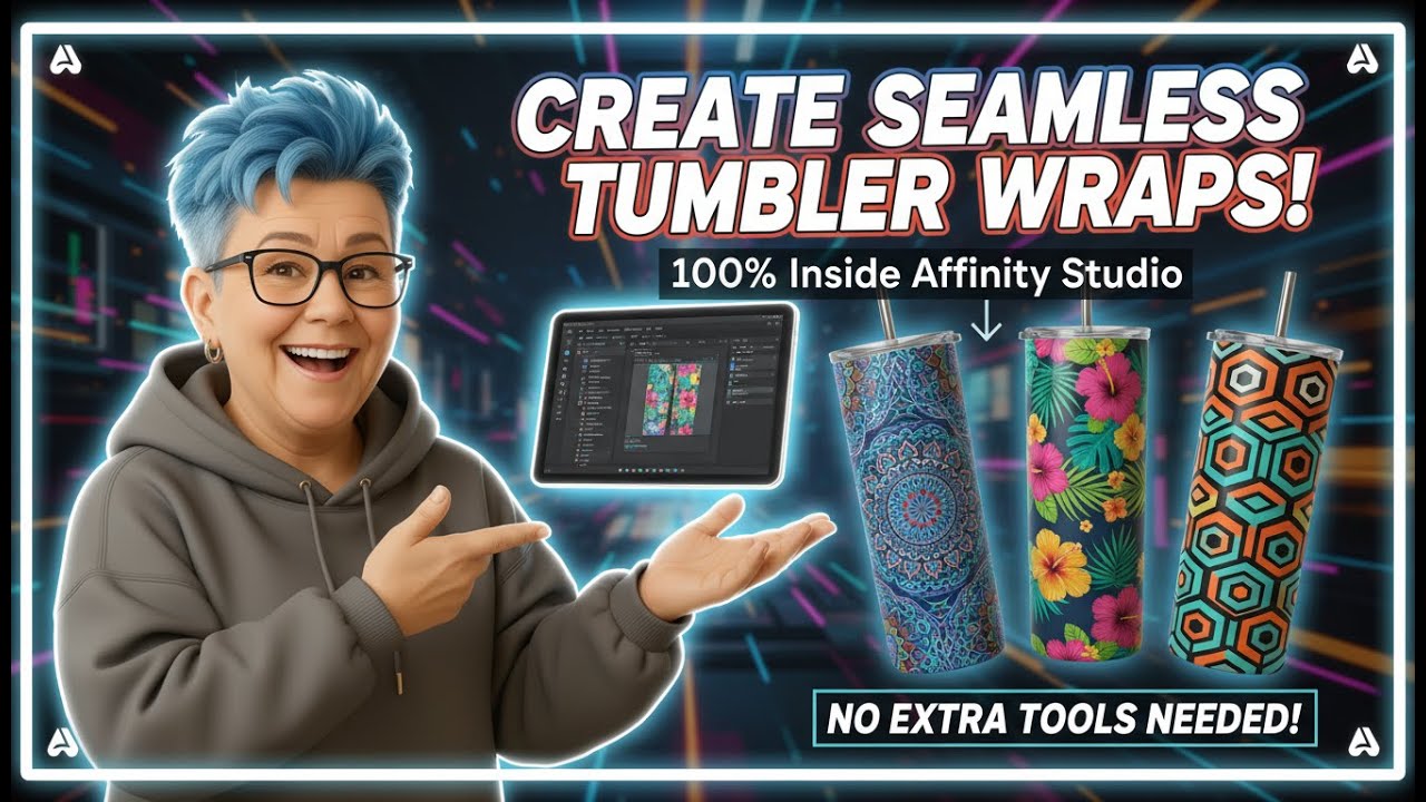 Создавайте бесшовные обертки для стаканов полностью в Affinity Studio. Никаких дополнительных инс...