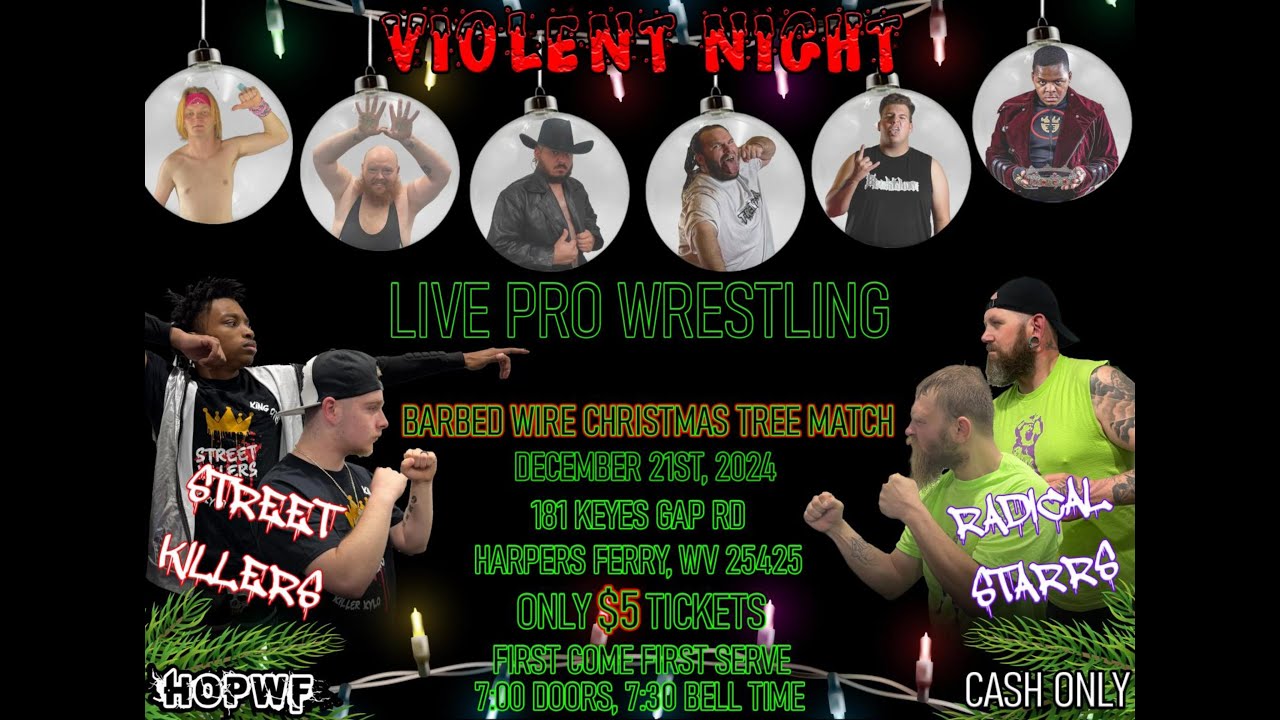 Street Killers vs Radical Starrs Barbed Wire Christmas Tree Match