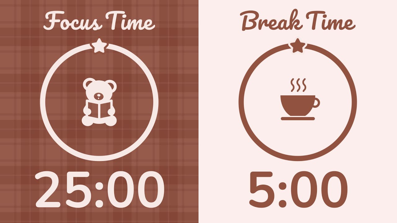 25/5 Pomodoro Timer with Brown Noise 🎧 Study with Me for Deep Focus & ADHD ✨