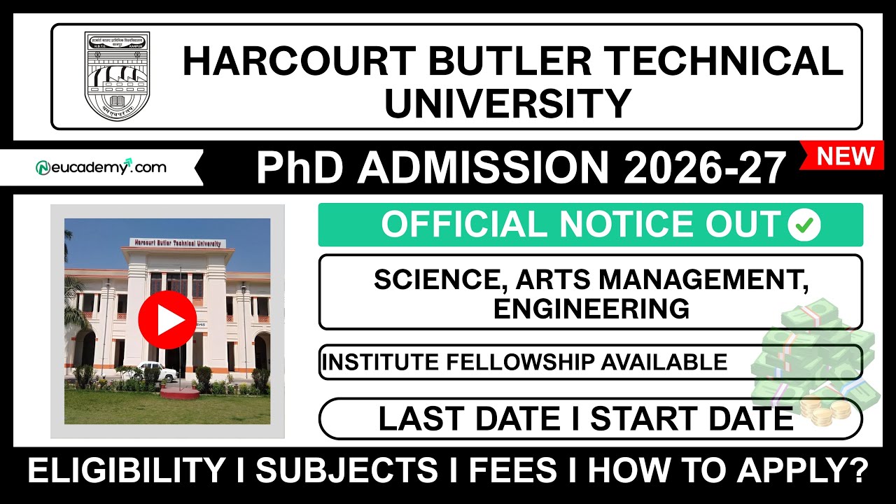 Harcourt Butler Technical University (HBTU) PhD Admission 2025-26 | Eligibility, Seats & Fellowship