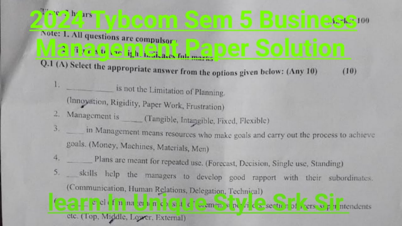 Business Management & Organization Development 2024 Tybcom sem5 Mumbai University Idol PaperSolution