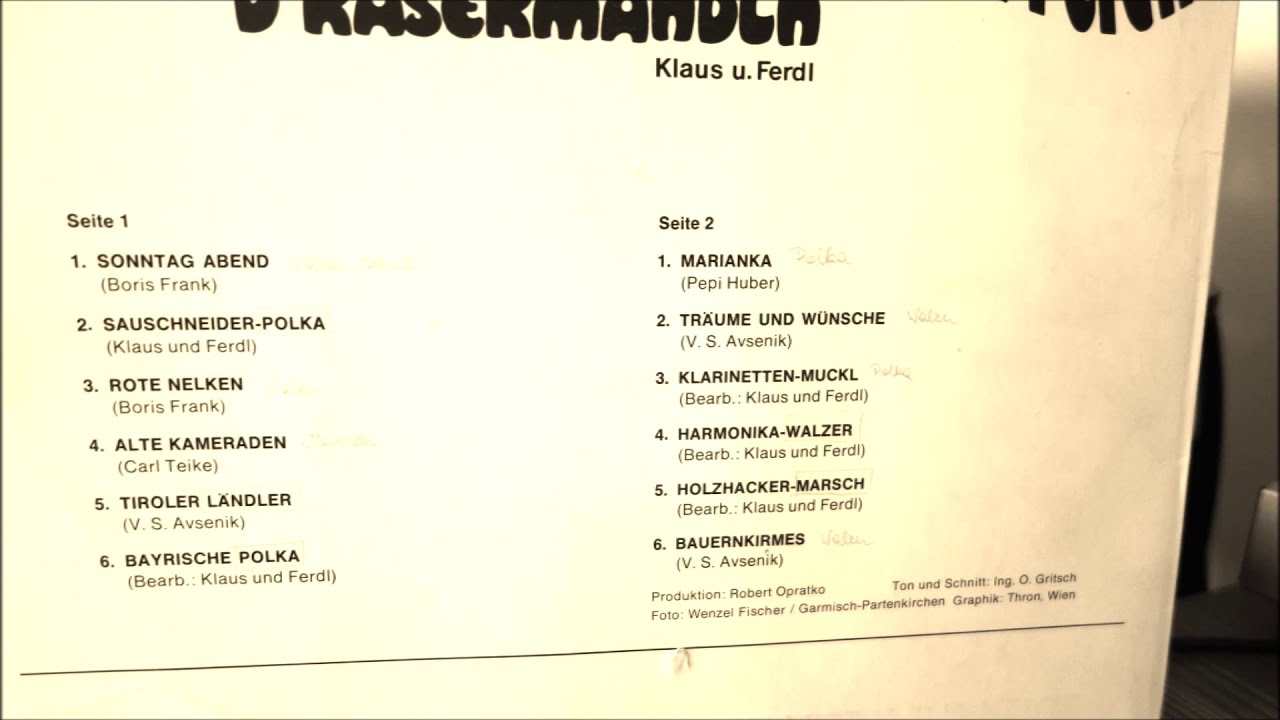 harmonikaklängaus aus  österreich  D KASERMANDLN   KLAUS U FERDL  10 titel LP