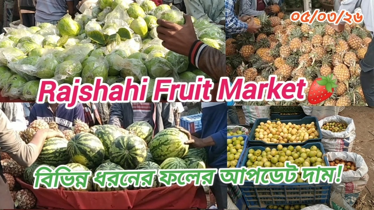 রাজশাহীর সবচেয়ে জমজমাট **ফলের পাইকারি বাজার** – পেয়ারা ও বিভিন্ন ধরনের ফলের আপডেট দাম!🍐🍍🍉