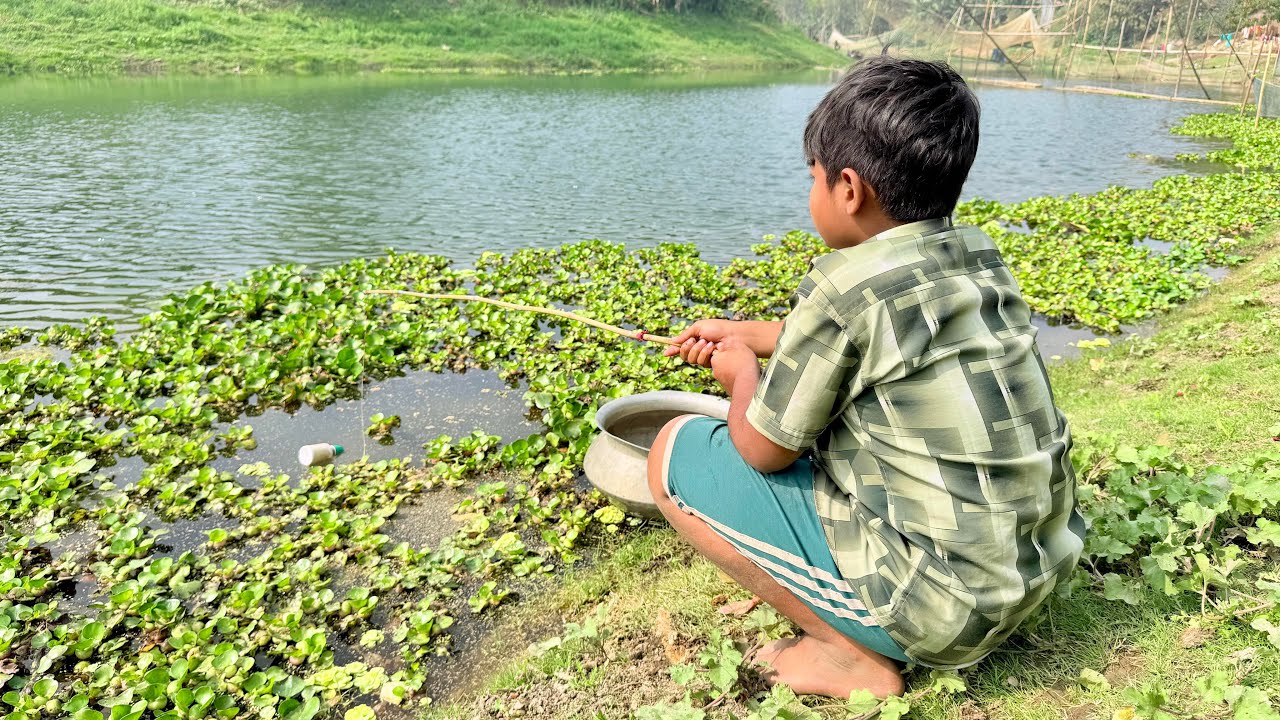 Unbelievable Fishing || The Village Boy Catching Fish With Hook From Beautiful  Nature || #fishing