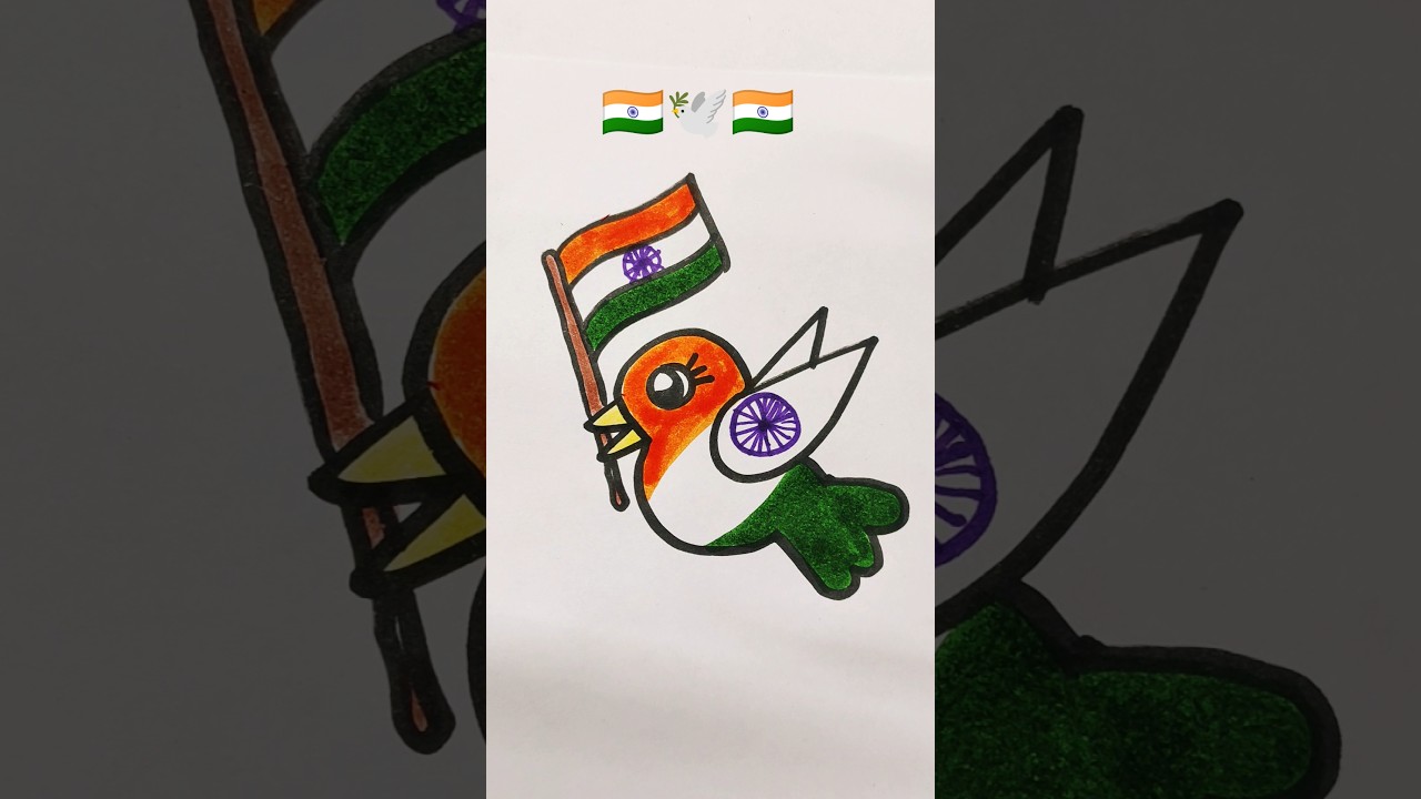 🐦 Bird with Indian Flag 🇮🇳 | Kids Art 
