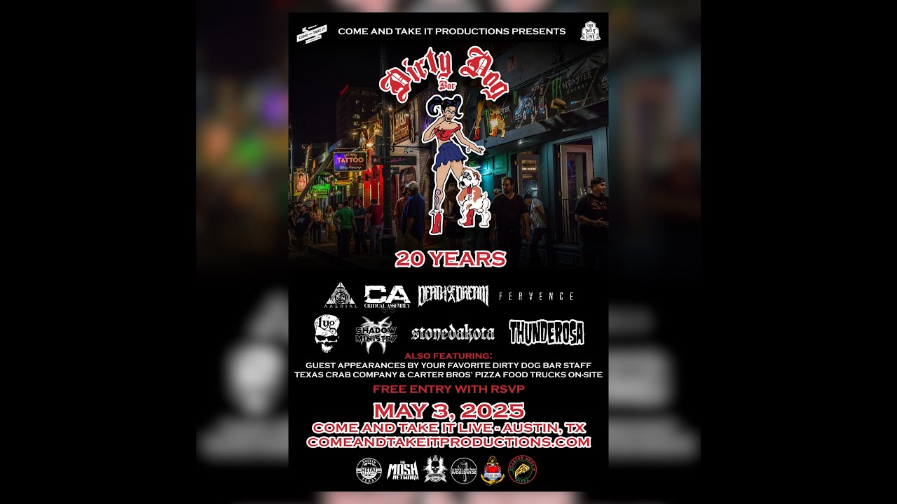 AAerial Live - May 3 at #comeandtakeitlive - Dirty Dog Bar 20th Anniversary Show - ATX