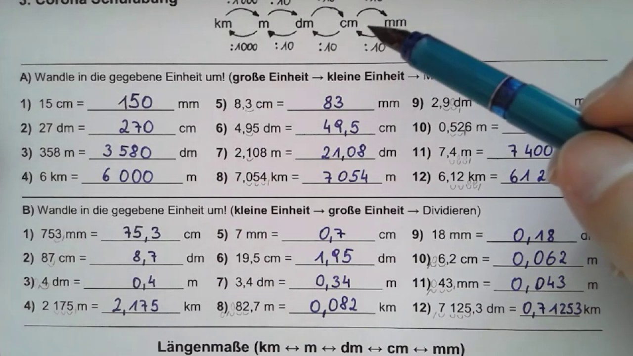 2 Umrechnung von Längenmaße von klein zu groß