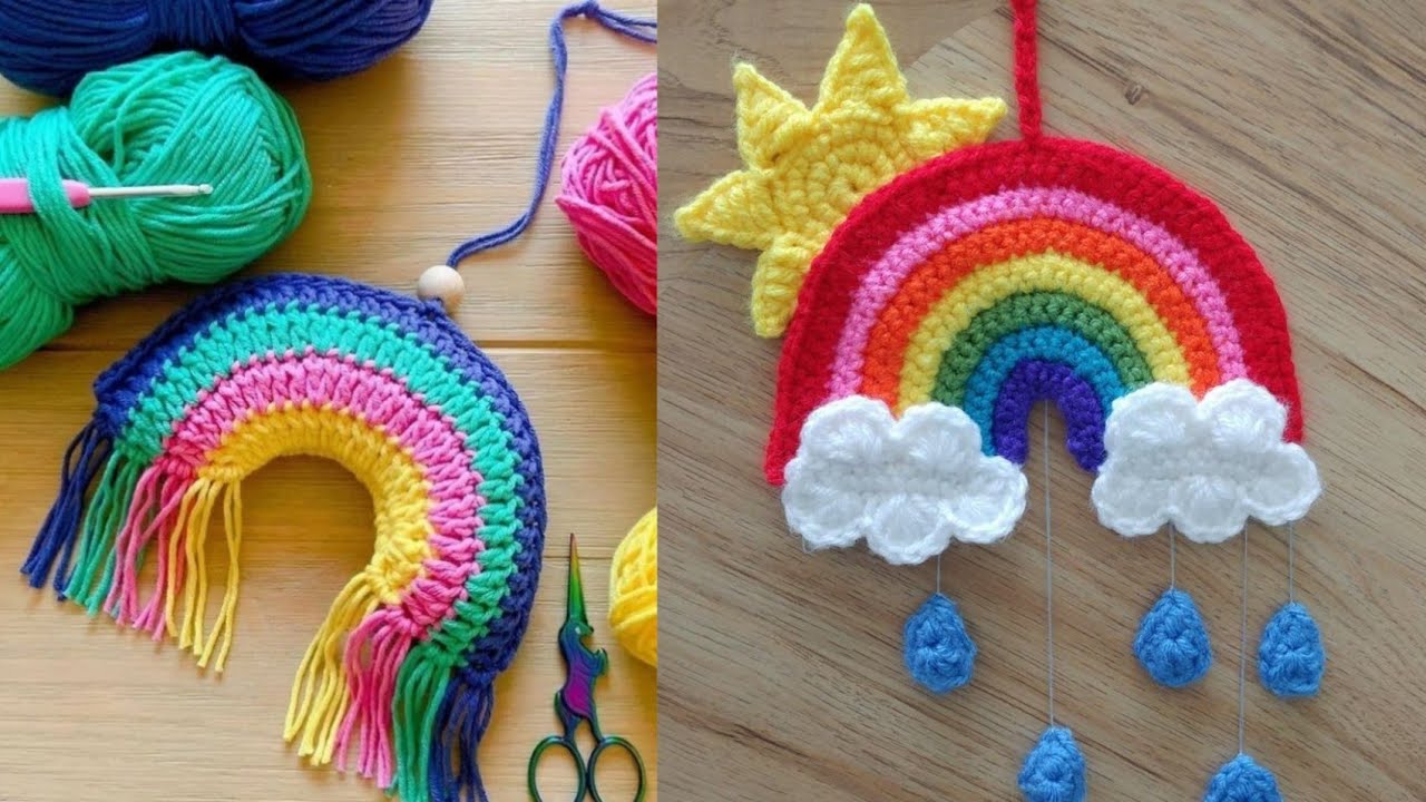 قوس قزح كروشيه للمبتدئين فقط من دائرة/crochet rainbow /Crochet arc-en-ciel