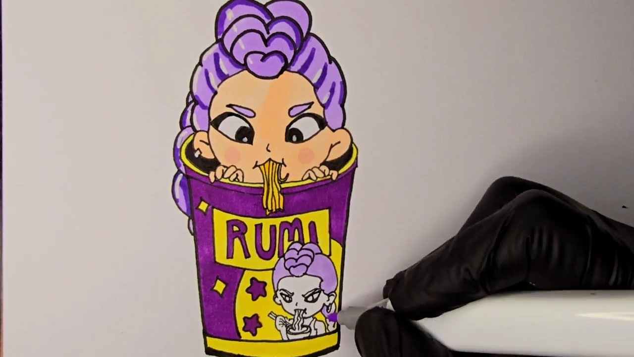 HOW TO DRAW KPOP DEMON HUNTERS RUMI RAMEN NOODLES