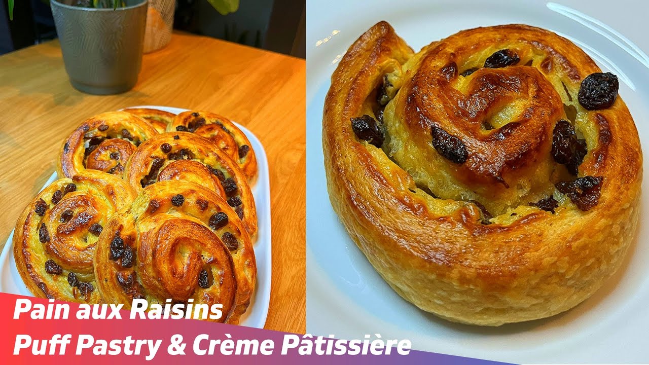 Pain aux raisins | Homemade Puff Pastry | Crème Pâtissière - Matin's kitchen