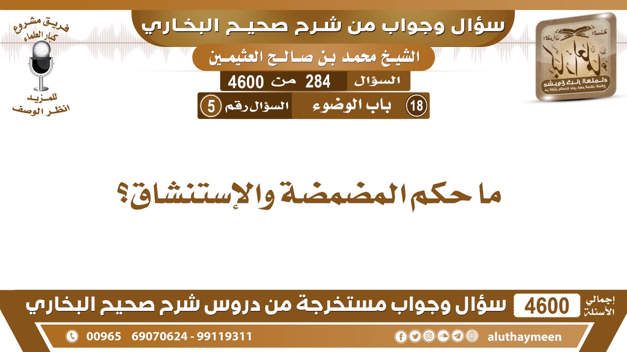 284 - 4600 ما حكم المضمضة والإستنشاق؟ ابن عثيمين