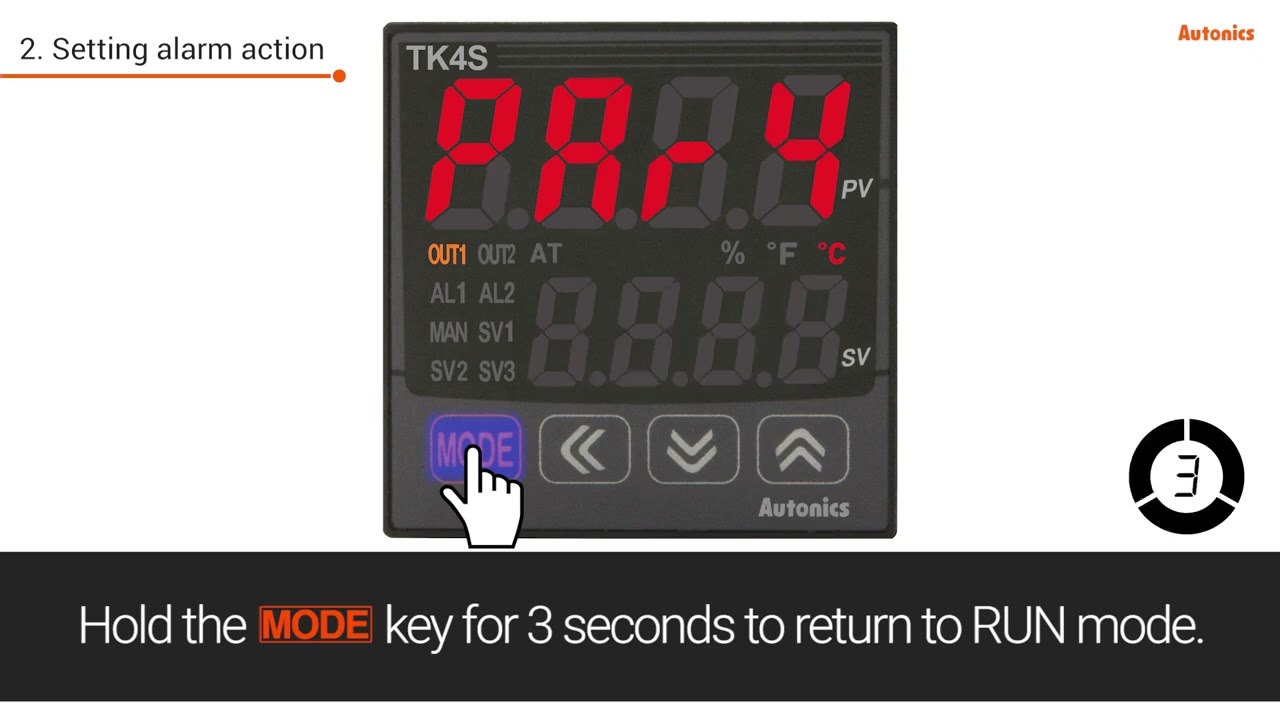 Configuración de la operación de alarma, serie TK · Autonics