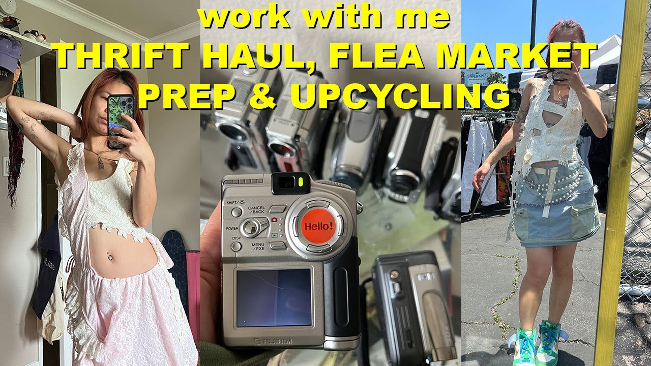 SMALL BUSINESS VLOG | mini thrift haul, flea market prep + upcycling vintage clothes