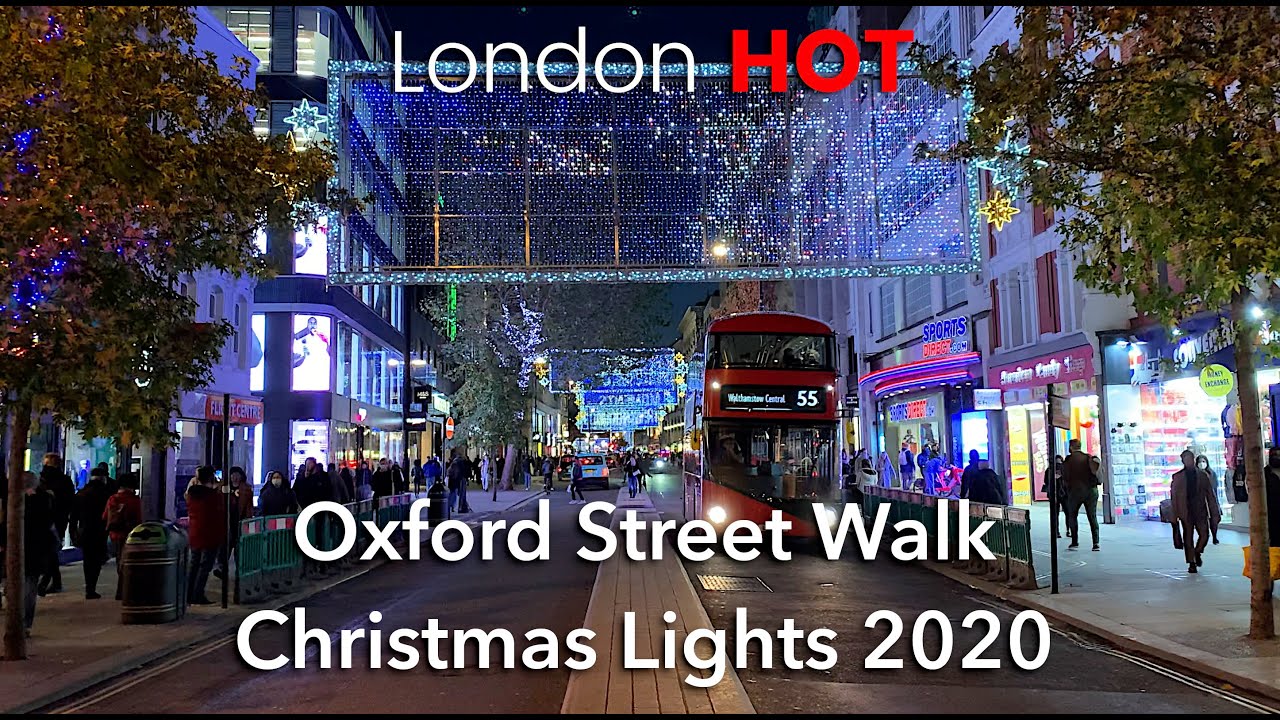 Oxford Street Christmas Lights 2020, catch the atmosphere with the shoppers (4K)