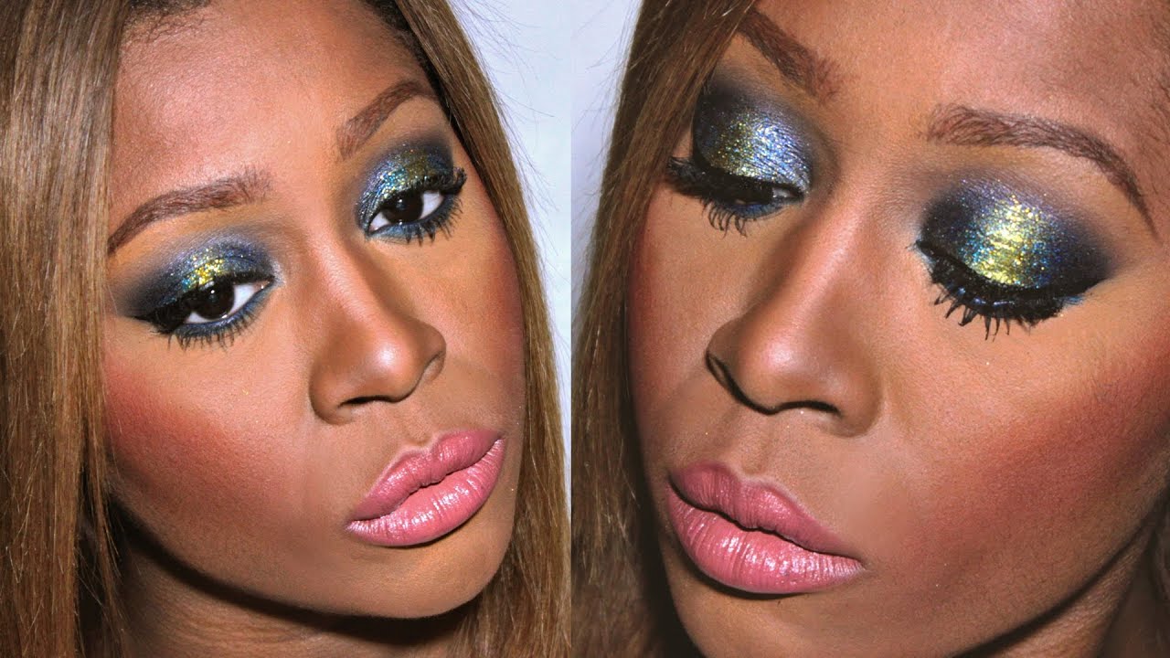 New Years Eve Party Makeup Tutorial 2013 | Dark Skin | NYE Glitter Smokey Eye ♡