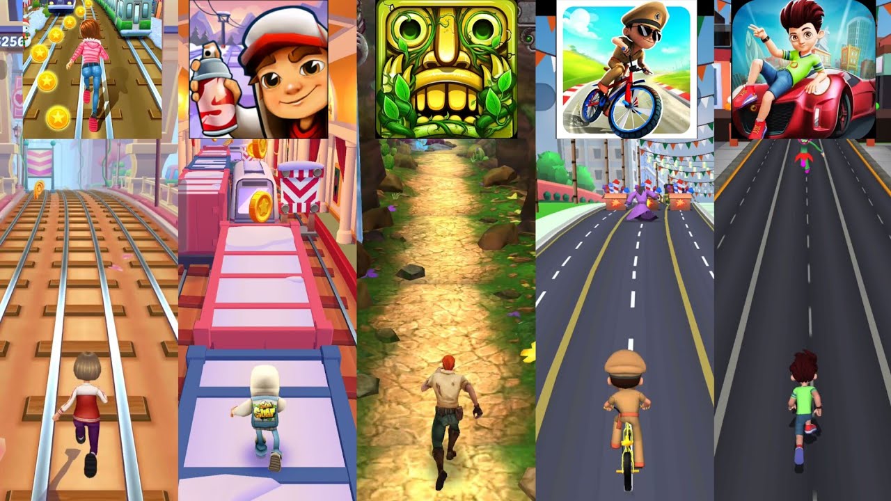 Subway Princess Runner 🆚 Subway Surfers 🆚 Temple Run 2 🆚 Little Cycle Race 🆚 Kicko & Super Speedo