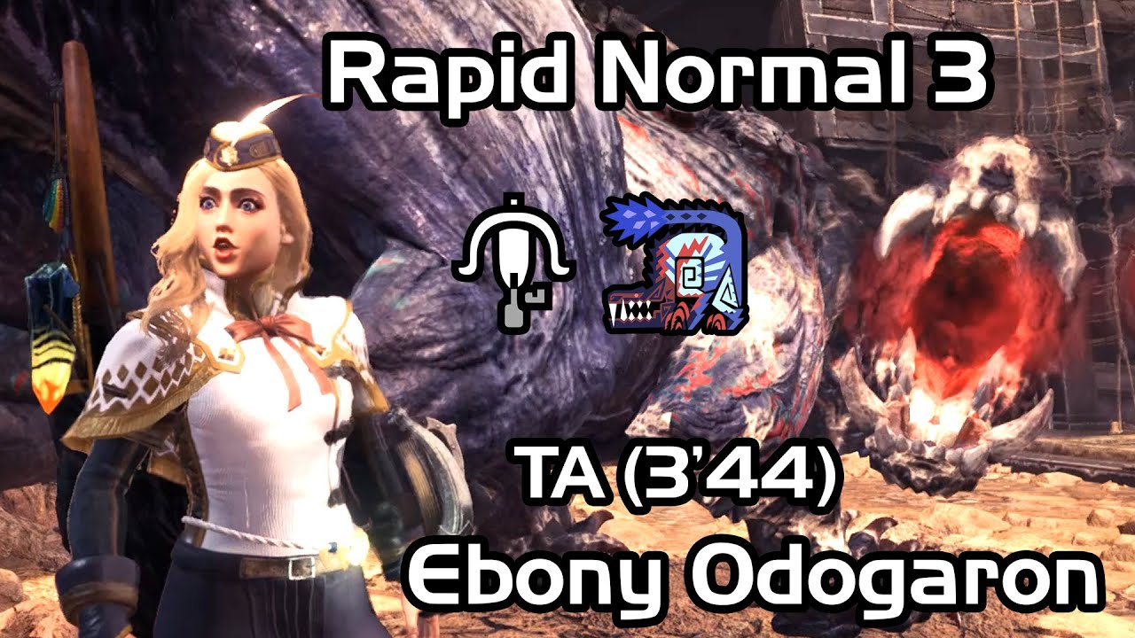[MHW:Iceborne] Lightbreak Gun LBG (Rapid Normal 3) vs Ebony Odogaron. TA Rules Solo ( 3:44 )