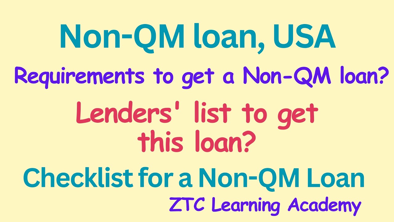 Non-QM loan USA | Mortgage loan | requirements for non-QM loan #nonqmloans