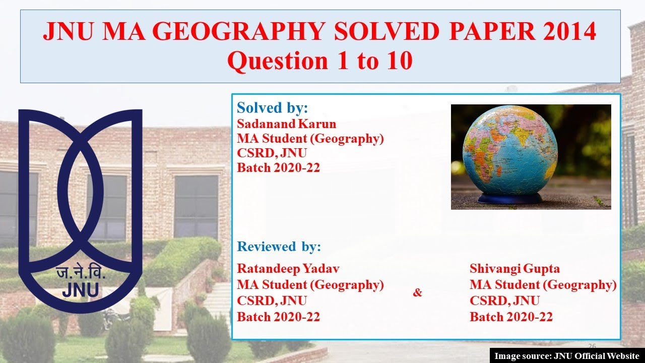 JNU MA GEOGRAPHY SOLVED PAPER 2014 | Q1-10