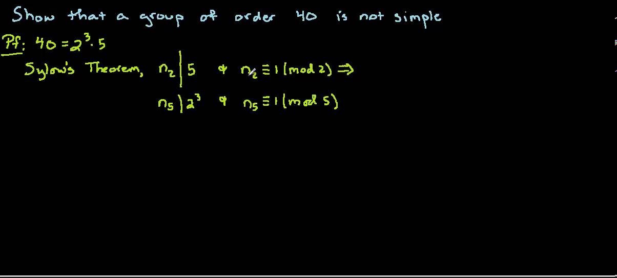 Sylow's Theorem applied to a group of order 40
