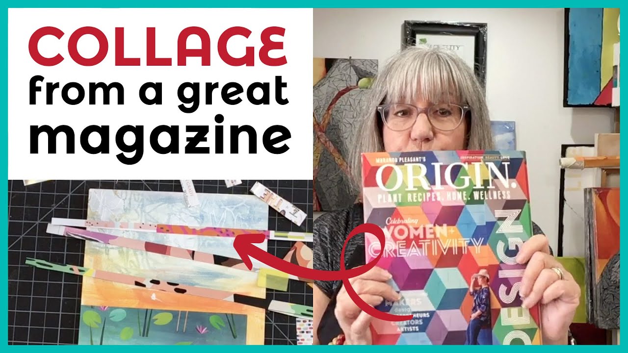 Collage from one magazine |  Origin Magazine collage on aqua board