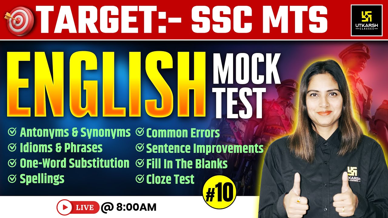 SSC MTS 2025 English | Exam Based Important Question 10 | Mock Test 🔥 | SSC Utkarsh | Pratibha Ma'am