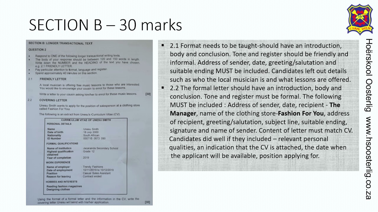 English FAL Paper 3 - Oosterlig Hersieningskool