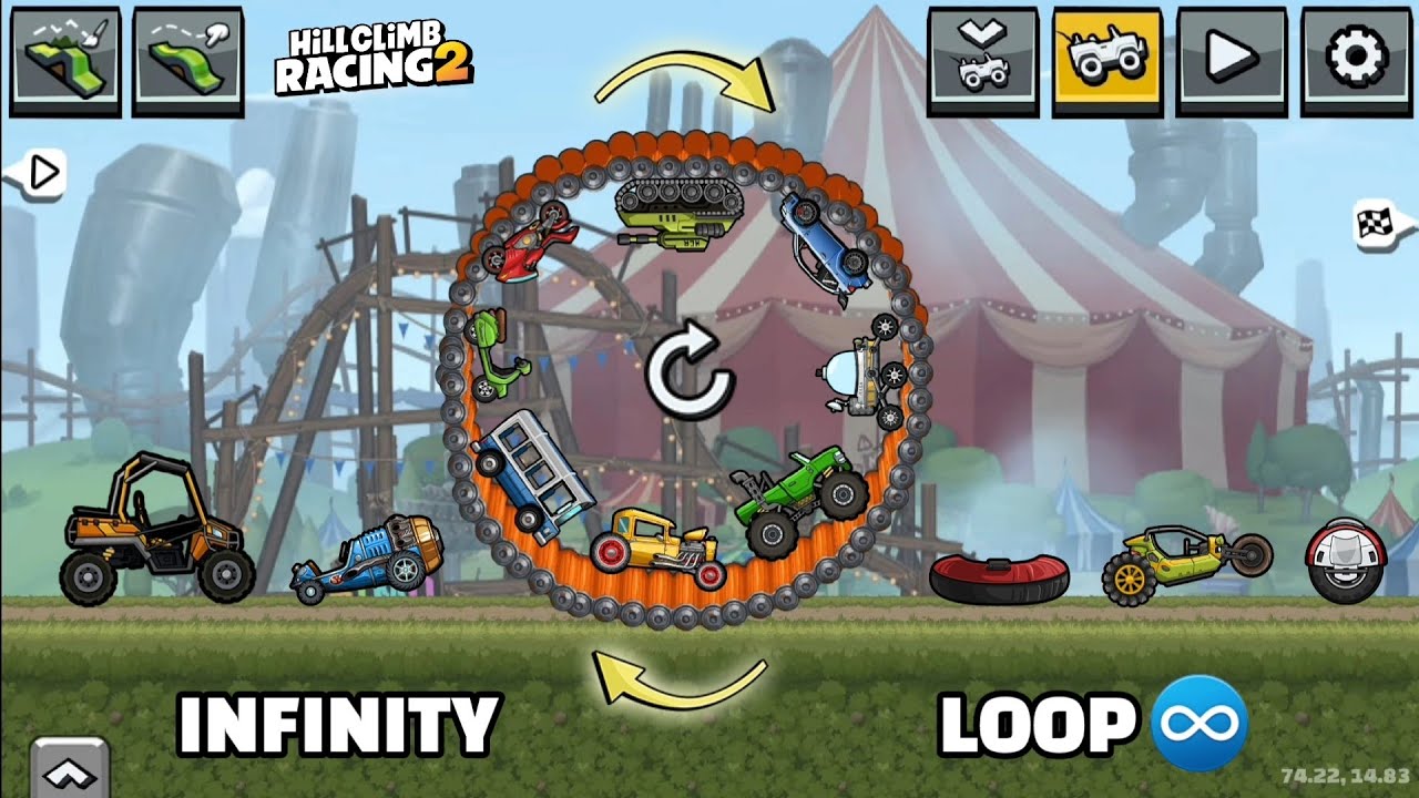 😱INFINITY LOOP vs ALL VEHICLES will it survive?? - Hill Climb Racing 2