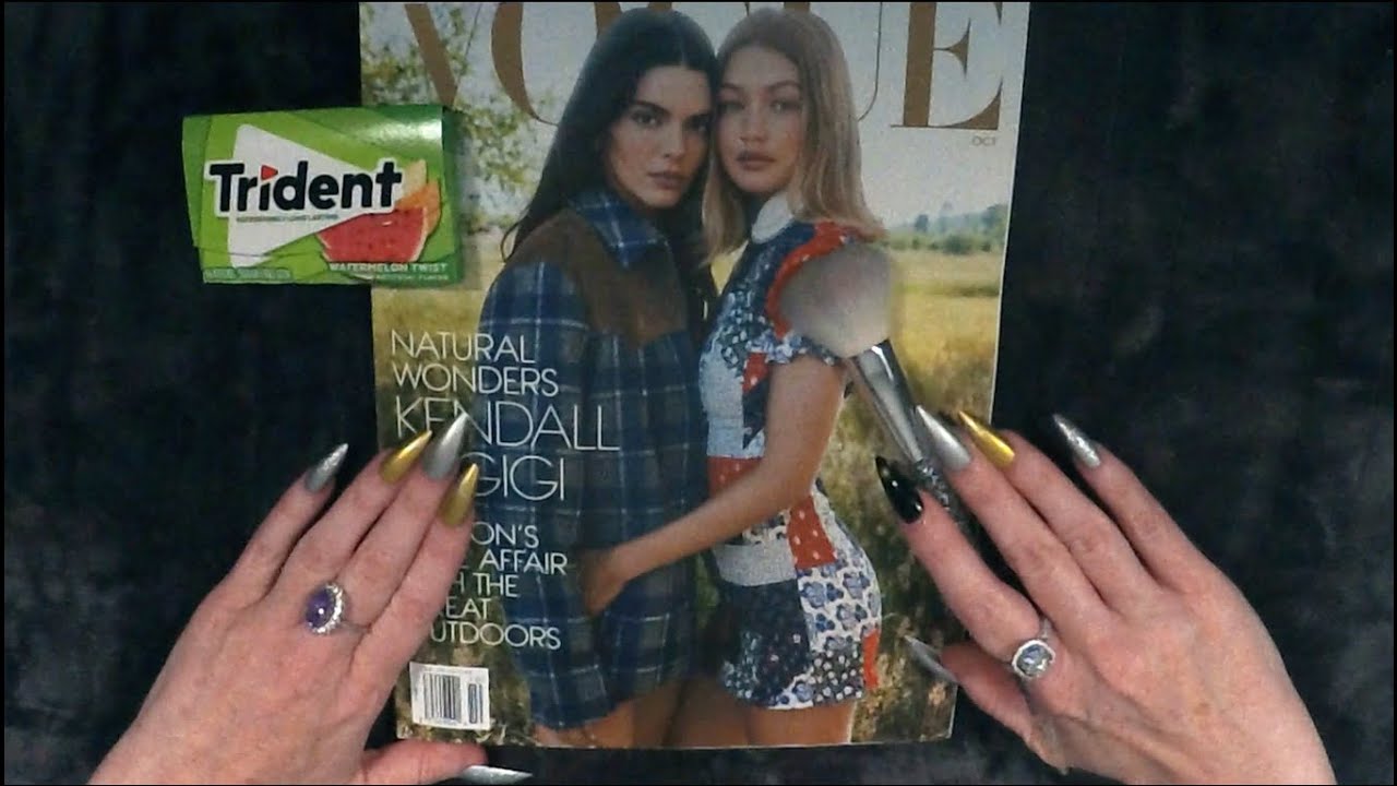 ASMR Gum Chewing Magazine Flip Through | Kendall Jenner & Gigi Hadid Vogue