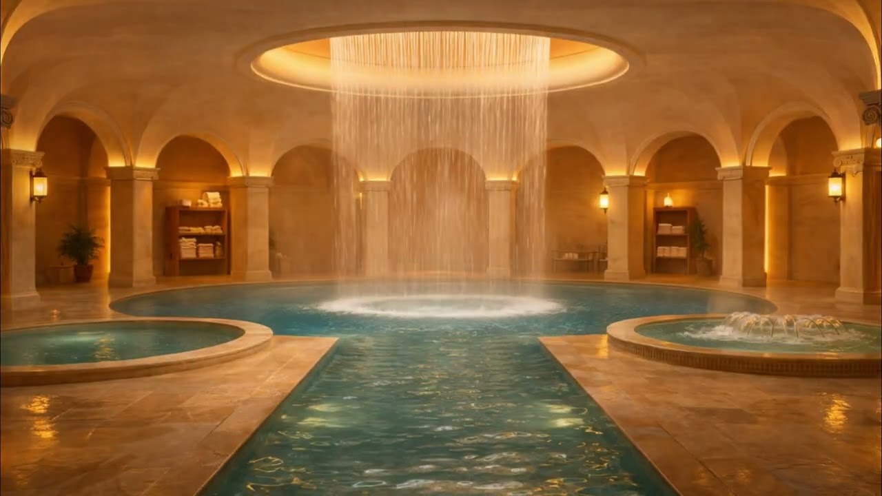 Healing at a Luxury Spa with a Relaxing Waterfall