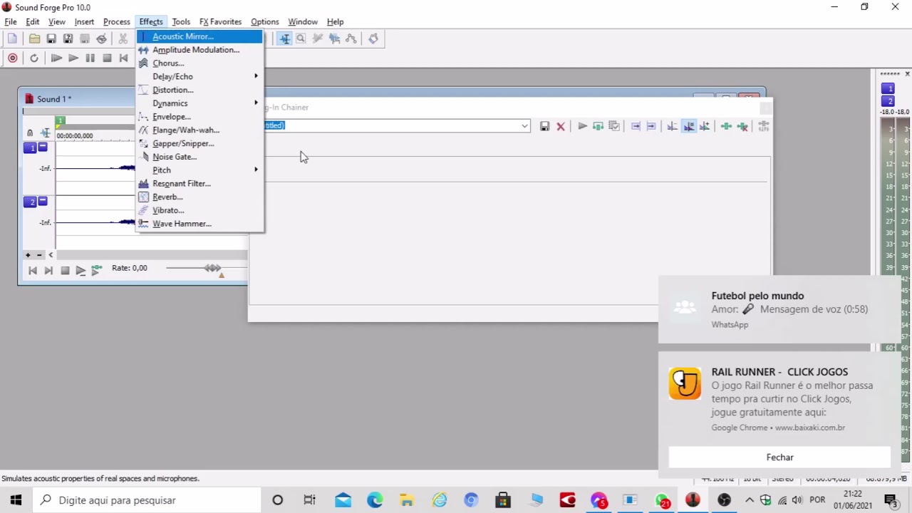 Aprenda como inserir o efeito reverb no seu sound forge 10 0